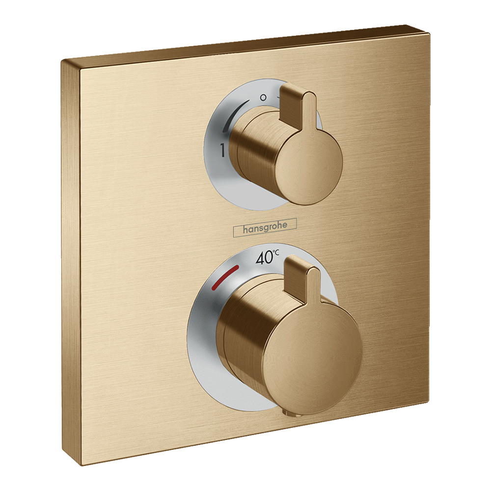 hansgrohe Ecostat Square Thermostatic Shower Mixer Valve, 2 Outlets, Brushed Bronze