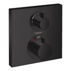 hansgrohe Ecostat Square Thermostatic Shower Mixer Valve, 2 Outlets, Matt Black