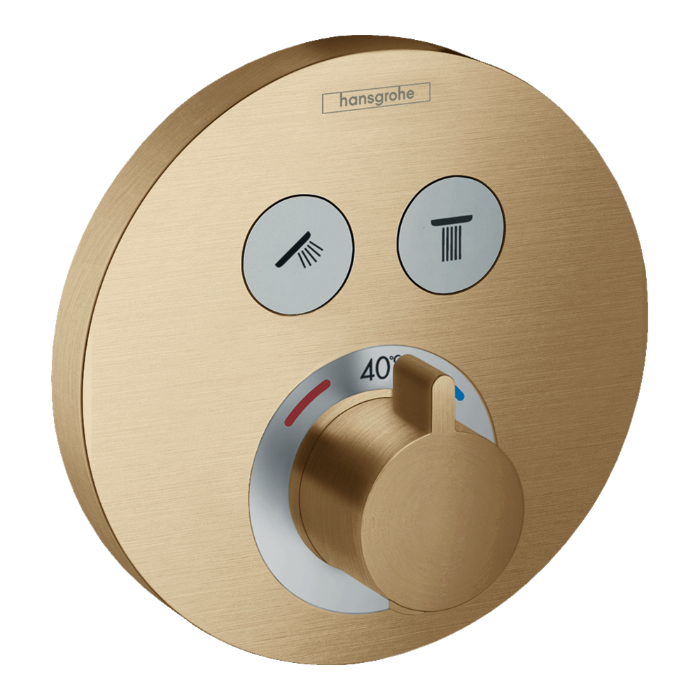 hansgrohe ShowerSelect S Thermostatic Shower Mixer Valve, 2 Outlets, Brushed Bronze