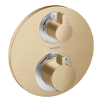 hansgrohe Ecostat S Thermostatic Shower Mixer Valve, 2 Outlets, Brushed Bronze