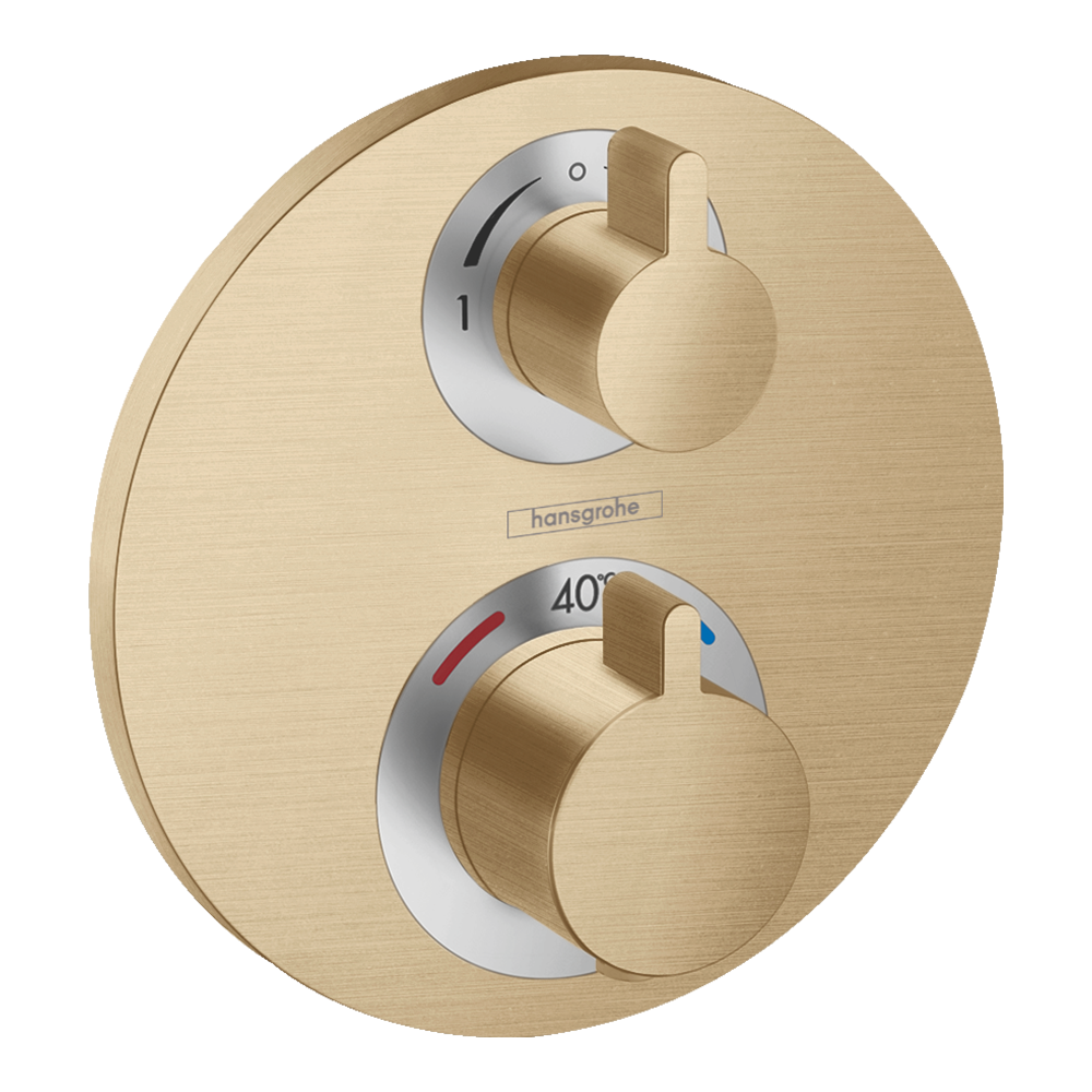 hansgrohe Ecostat S Thermostatic Shower Mixer Valve, 2 Outlets, Brushed Bronze