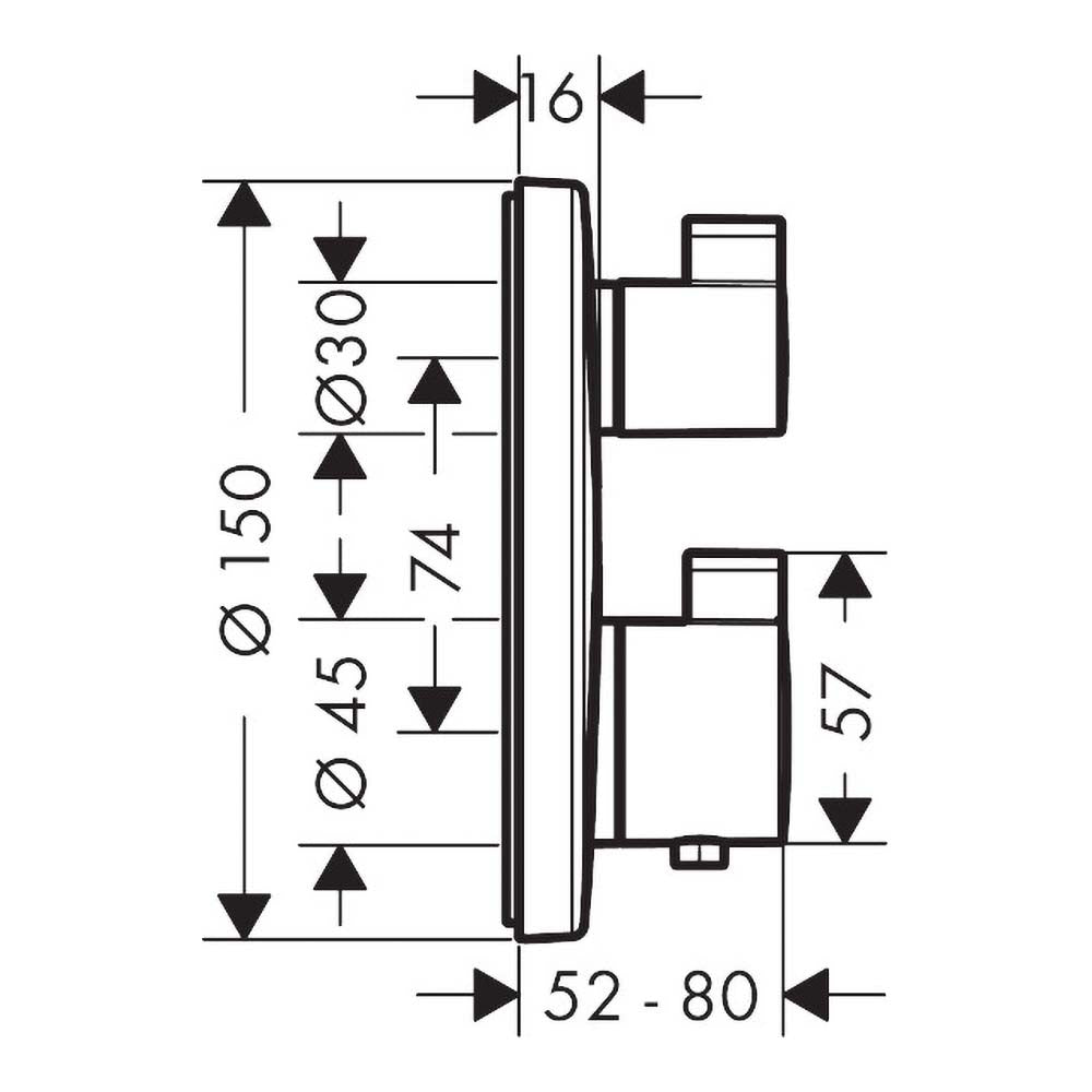 hansgrohe Ecostat S Thermostatic Shower Mixer Valve, 2 Outlets, Brushed Bronze
