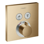 hansgrohe ShowerSelect Thermostatic Shower Mixer Valve, 2 Outlets, Brushed Bronze