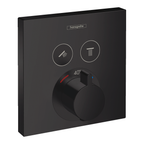 hansgrohe ShowerSelect Thermostatic Shower Mixer Valve, 2 Outlets, Matt Black