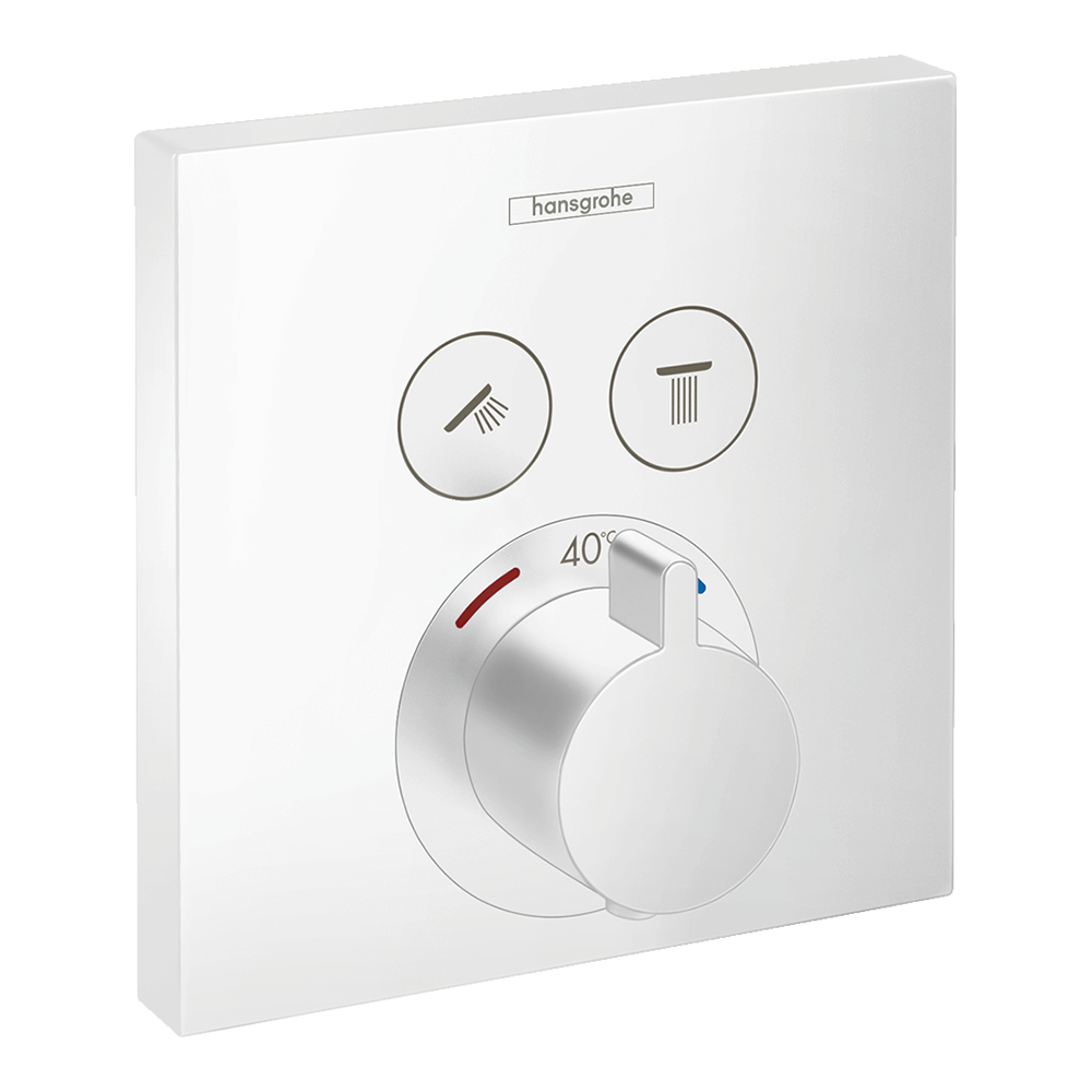 hansgrohe ShowerSelect Thermostatic Shower Mixer Valve, 2 Outlets, Matt White