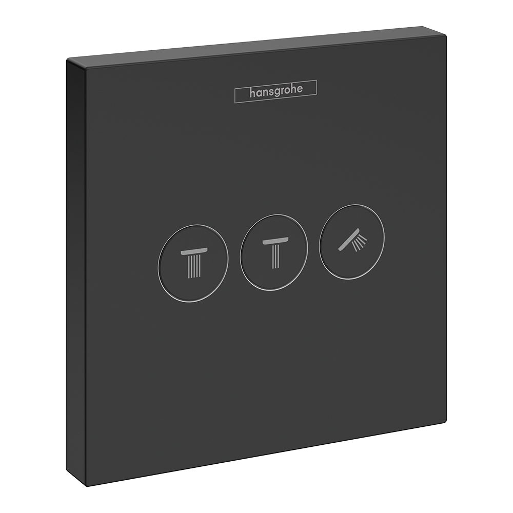 hansgrohe ShowerSelect Shower Mixer Valve, 3 Outlets, Matt Black