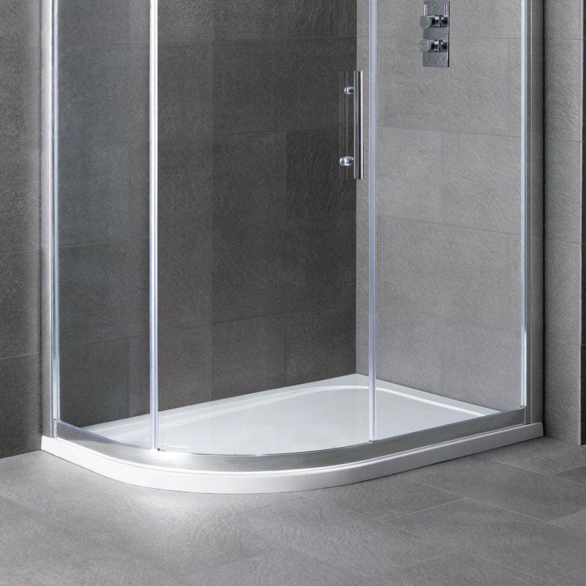 Eastbrook Volente Plan D Left Hand (LH) ABS 900mm x 700mm Offset Quadrant Stone Resin Shower Tray - White 158.074
