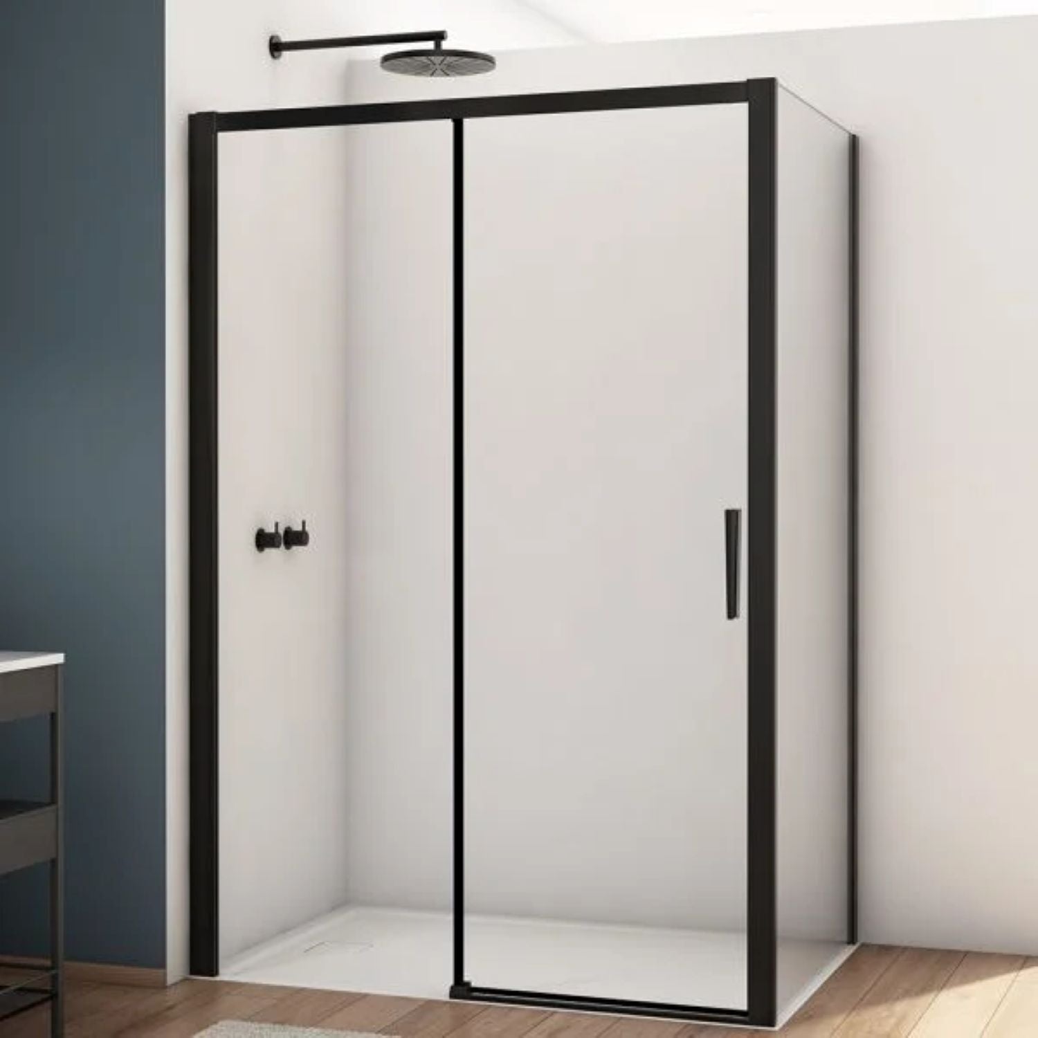 Kudos Showers Divera Sliding Door 1100mm Matt Black
