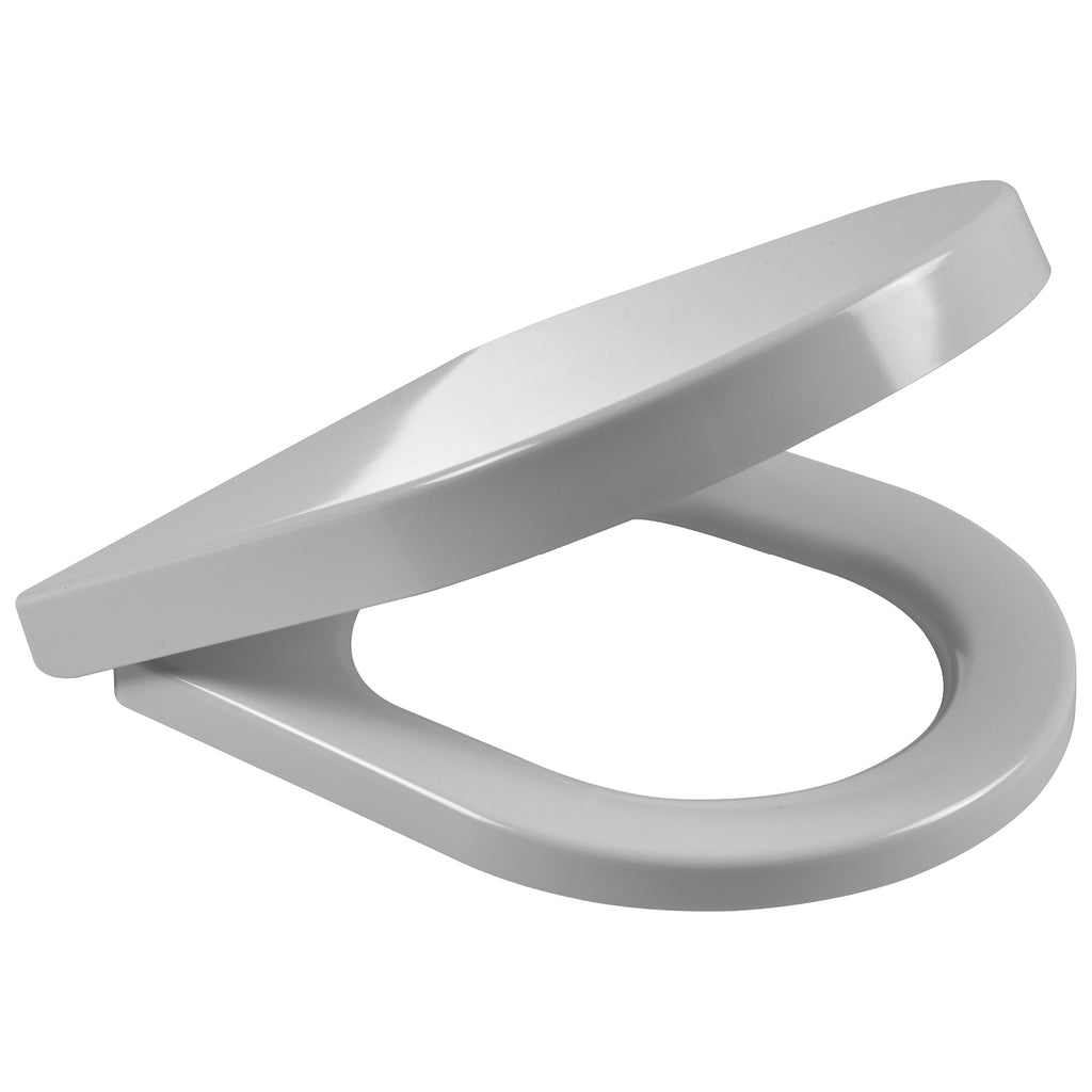 Wirquin Celmac Disco D-Shaped Soft Close Toilet Seat & Cover With Stainless Steel Hinges White