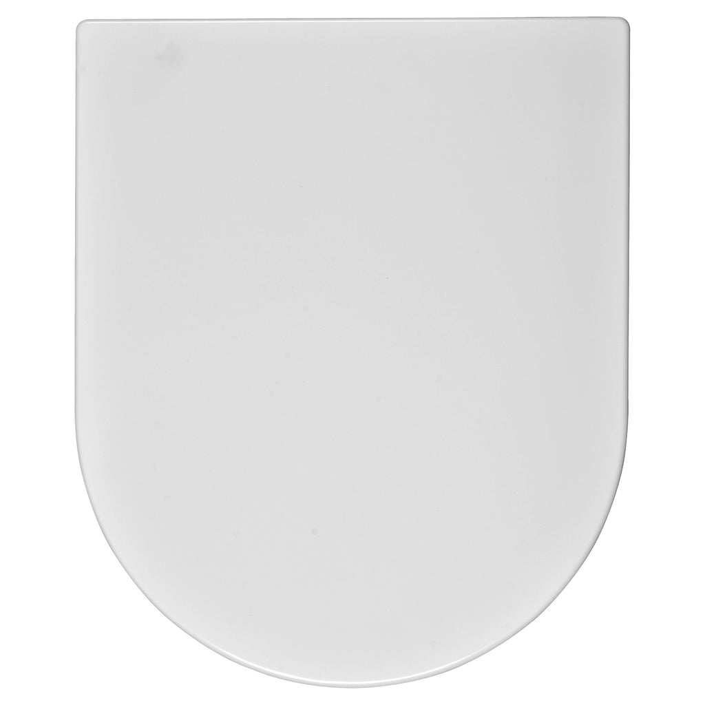 Wirquin Celmac Disco D-Shaped Soft Close Toilet Seat & Cover With Stainless Steel Hinges White