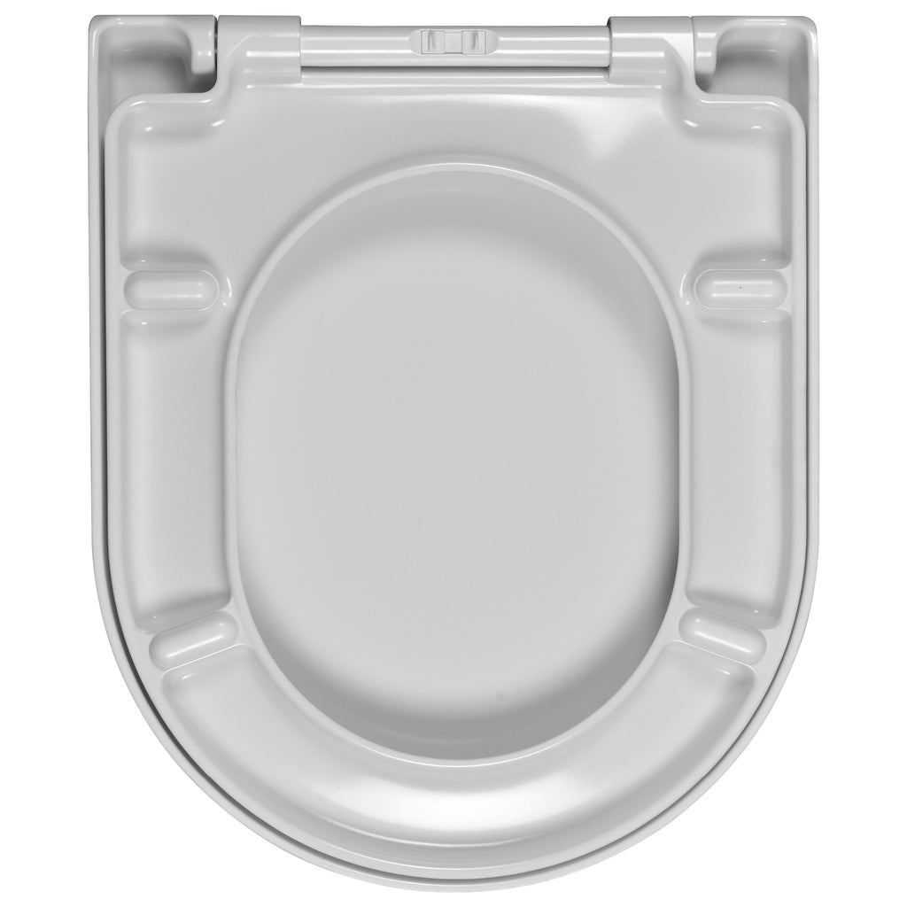 Wirquin Celmac Disco D-Shaped Soft Close Toilet Seat & Cover With Stainless Steel Hinges White