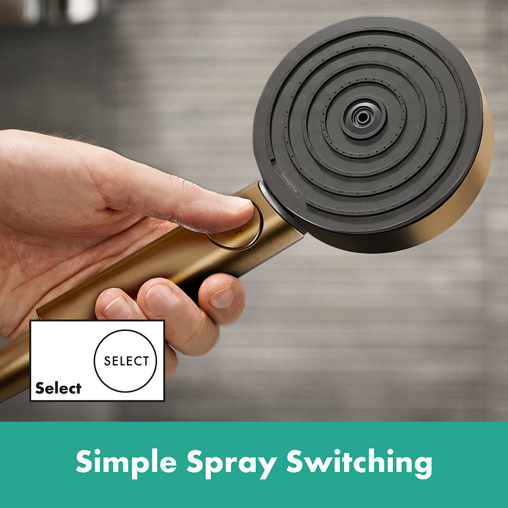 hansgrohe Pulsify Select S Shower Handset 105 3 Spray Relaxation EcoSmart, Brushed Bronze