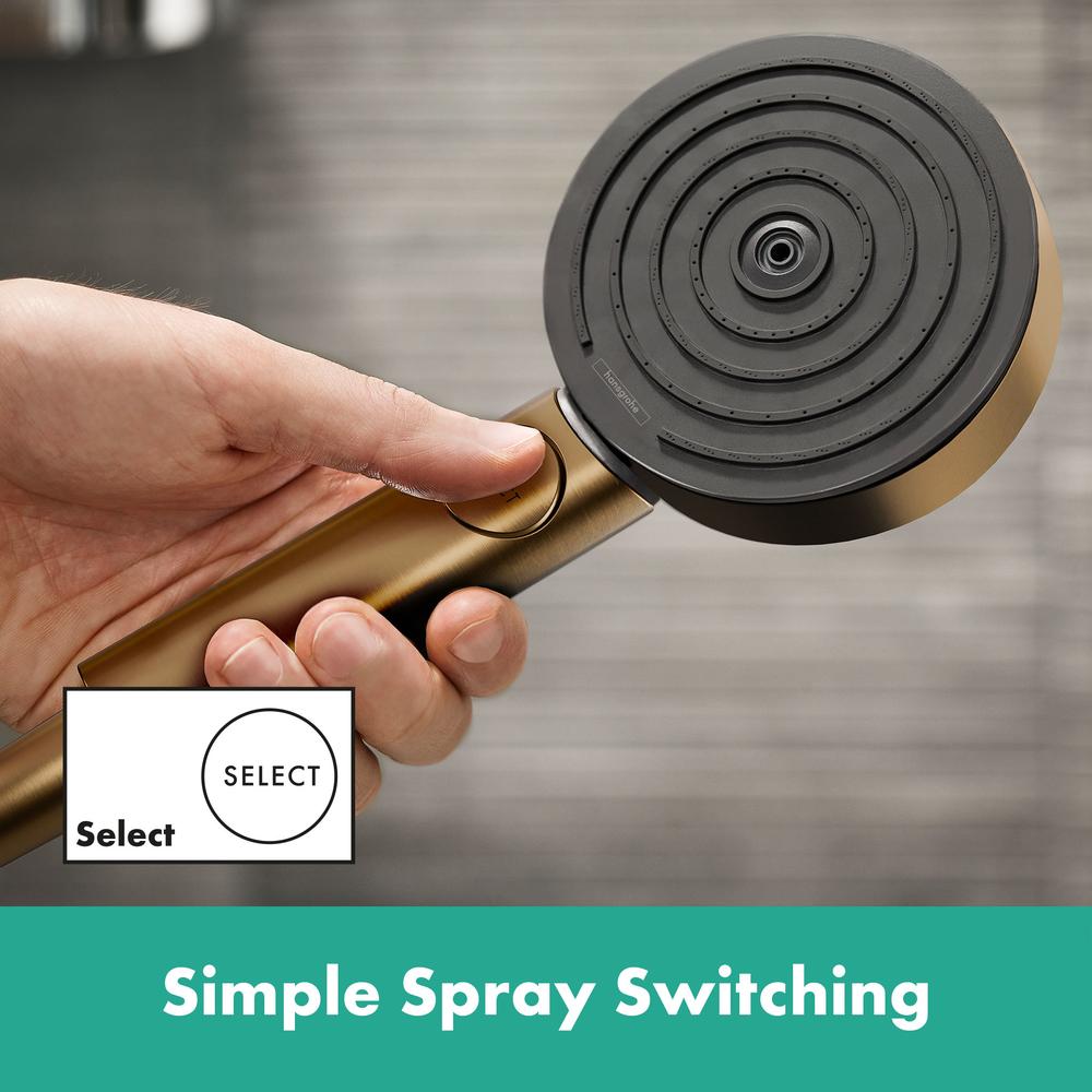 hansgrohe Pulsify Select S Shower Handset 105 3 Spray Relaxation EcoSmart, Brushed Bronze