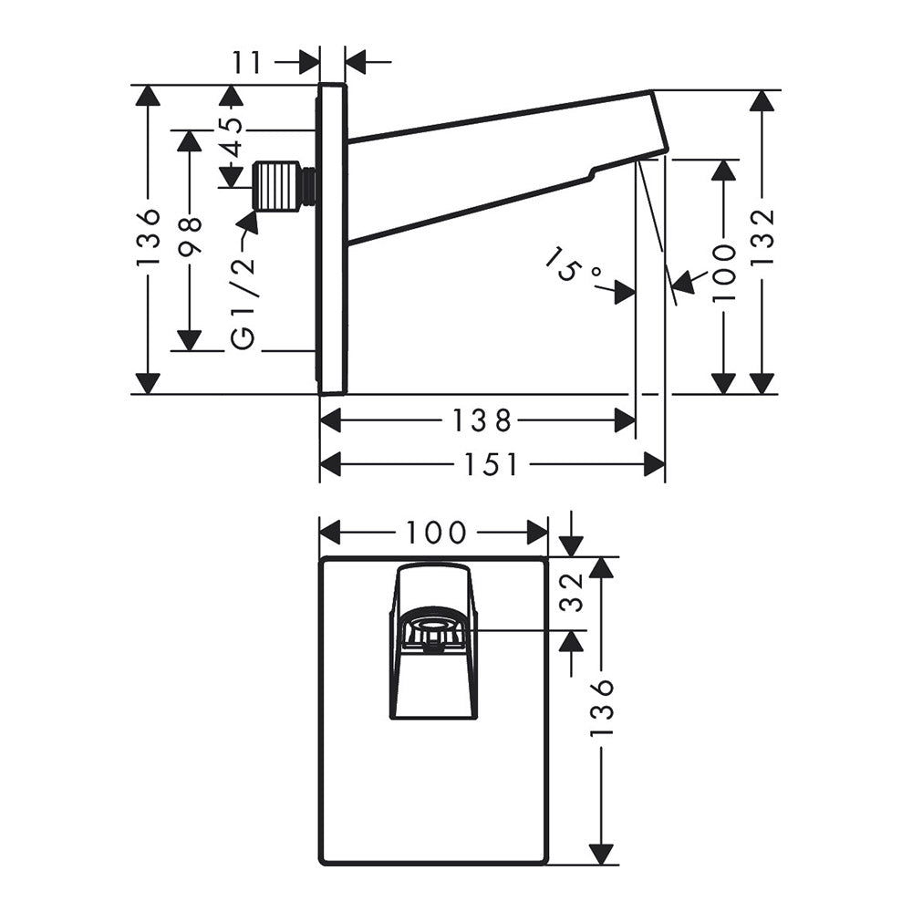 hansgrohe Pulsify Wall Connector for Shower Head 260, Brushed Bronze