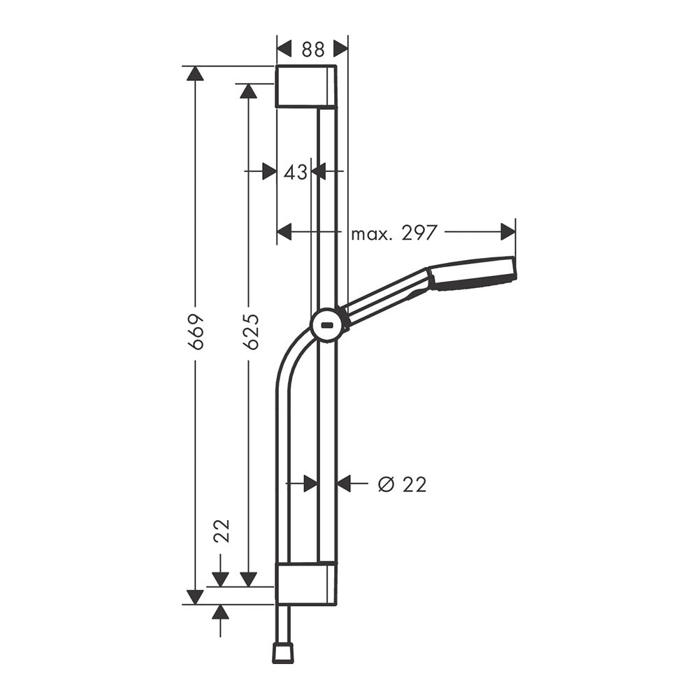 Hansgrohe Pulsify Select S Shower Set 105 3Jet Relaxation Ecosmart With Shower Bar 650mm Matt Black