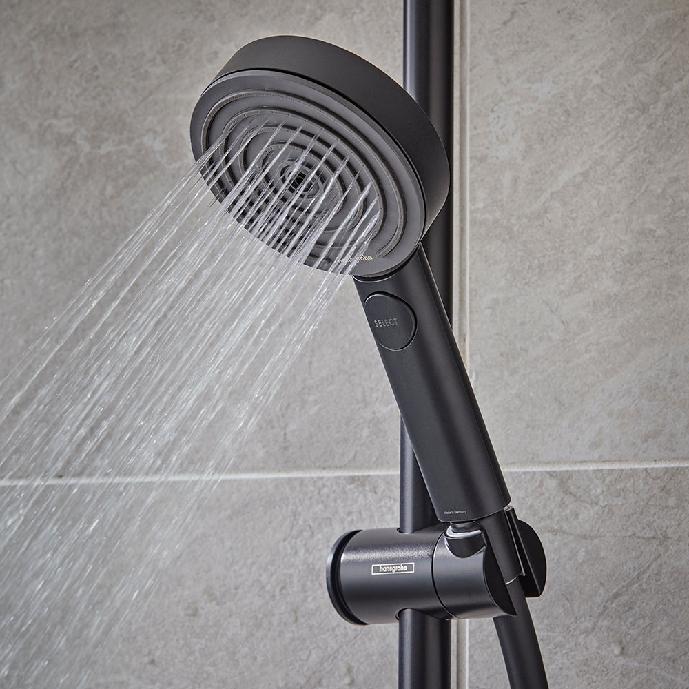 Hansgrohe Pulsify Select S Shower Set 105 3Jet Relaxation Ecosmart With Shower Bar 650mm Matt Black