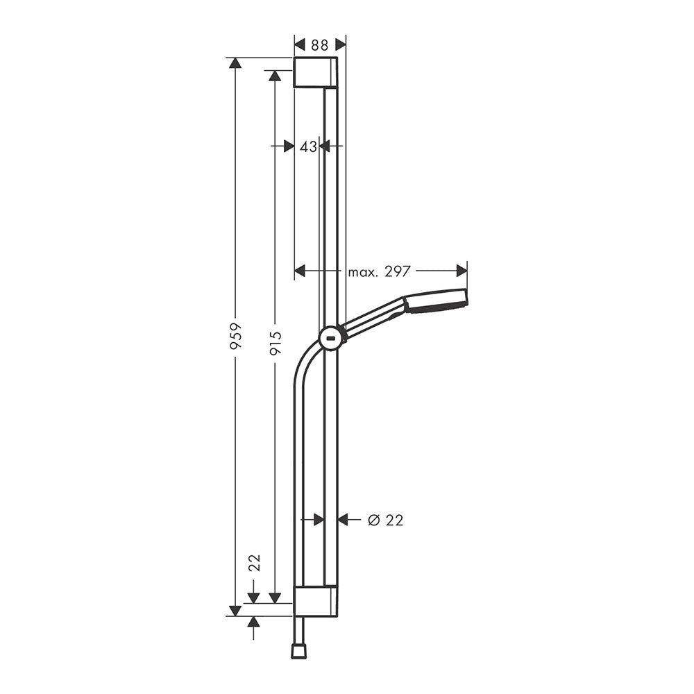 hansgrohe Pulsify Select S Shower Handset 105 3 Spray Relaxation EcoSmart with Shower Rail 90 cm, Chrome