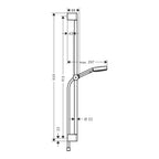 hansgrohe Pulsify Select S Shower Handset 105 3 Spray Relaxation EcoSmart with Shower Rail 90 cm, Chrome