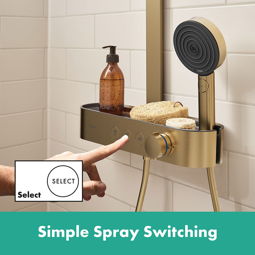 hansgrohe Pulsify S Thermostatic Shower Mixer Set 260 with ShowerTablet Select 400, Brushed Bronze