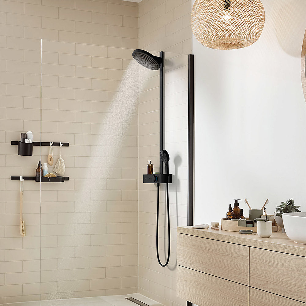 hansgrohe Pulsify S Thermostatic Shower Mixer Set 260 EcoSmart with ShowerTablet Select 400, Matt Black