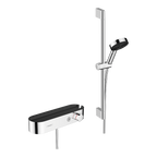 Hansgrohe Pulsify Select S Shower System 105 3Jet Relaxation With Hand Shower Thermostatic Shower Bar 650mm Slider And Shower Hose Chrome