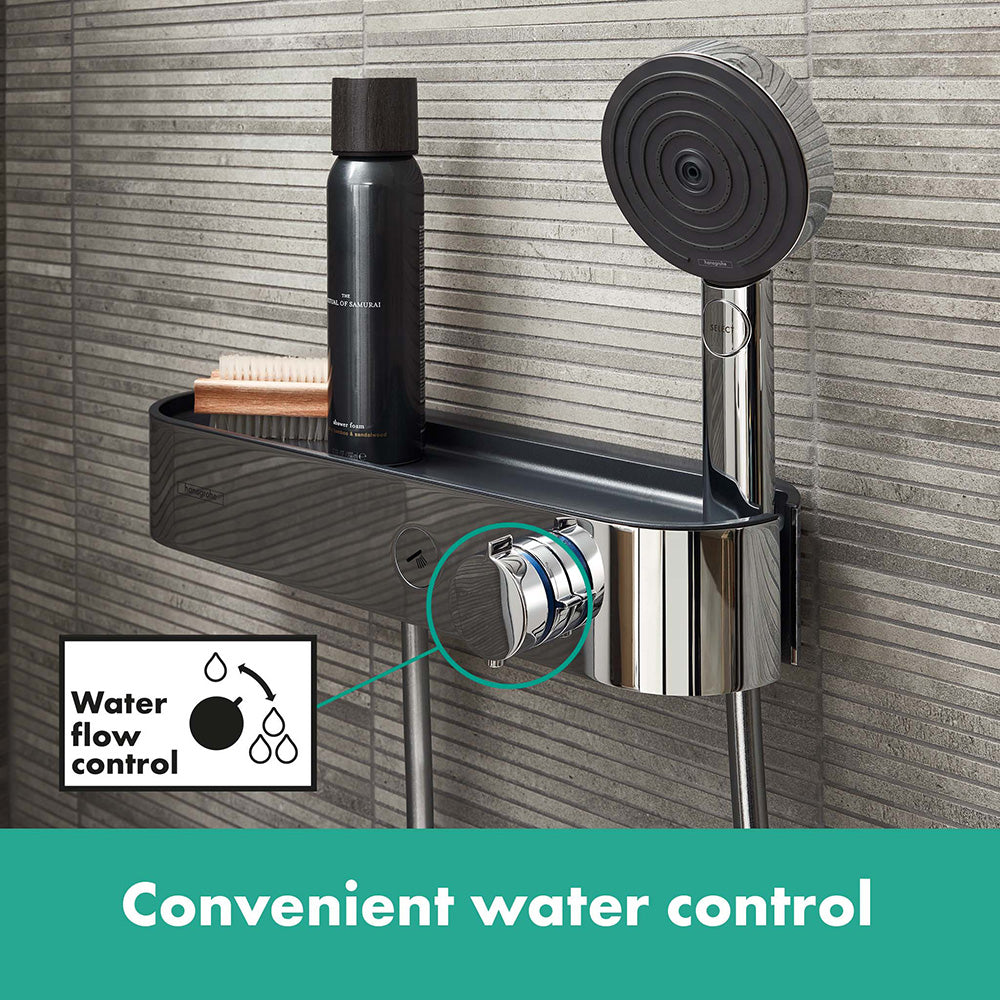 Hansgrohe Pulsify Select S Shower System 105 3Jet Relaxation With Hand Shower Thermostatic Shower Bar 650mm Slider And Shower Hose Chrome