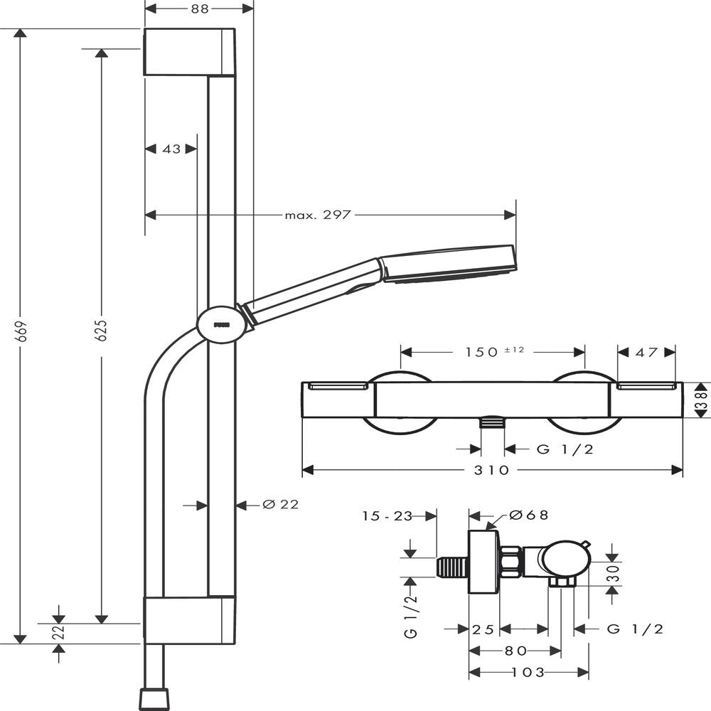 hansgrohe Pulsify Select S Thermostatic Shower Mixer Set 105 Relaxation EcoSmart with Ecostat Element, Chrome
