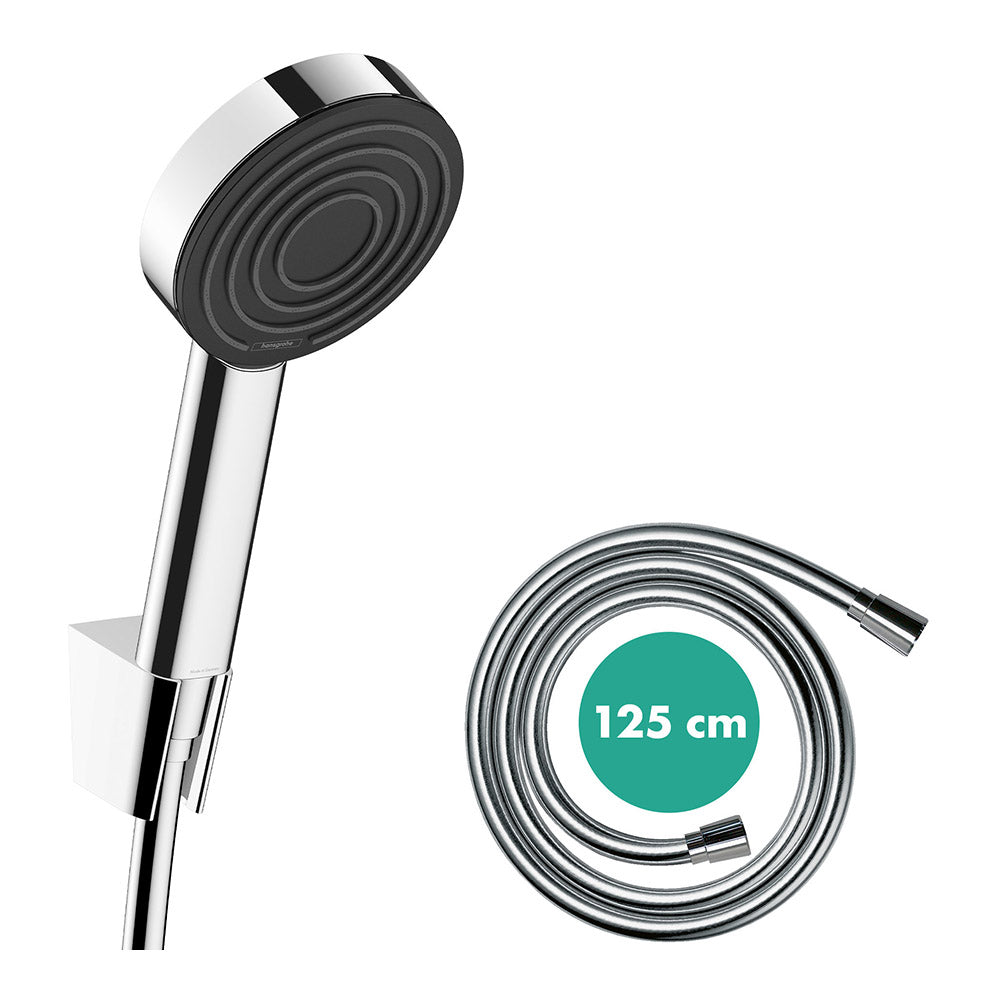 hansgrohe Pulsify S Shower Handset 105 1 Spray with Holder and Shower Hose 125 cm, Chrome