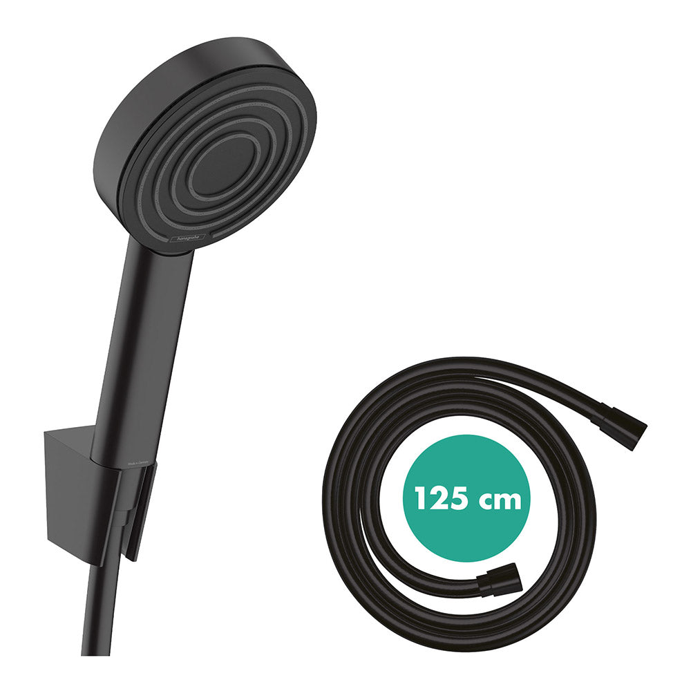 hansgrohe Pulsify S Shower Handset 105 1 Spray with Holder and Shower Hose 125 cm, Matt Black