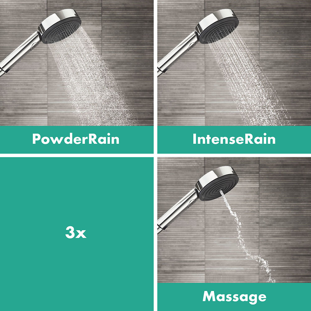 hansgrohe Pulsify Select S Shower Handset 105 3 Spray Relaxation with Holder and Shower Hose 125 cm, Chrome