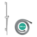 hansgrohe Unica Shower Rail Pulsify S 65 cm with push slider and Isiflex shower hose 160 cm, Chrome