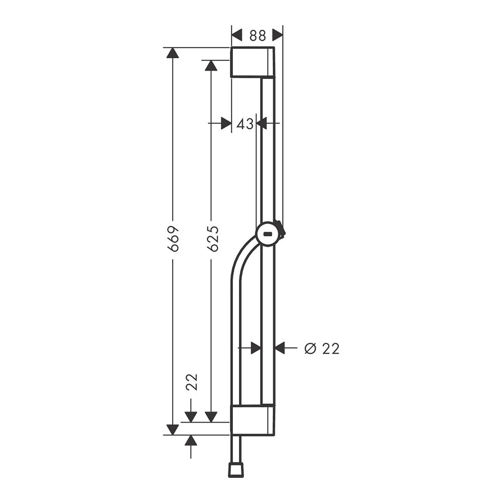 hansgrohe Unica Shower Rail Pulsify S 65 cm with push slider and Isiflex shower hose 160 cm, Chrome