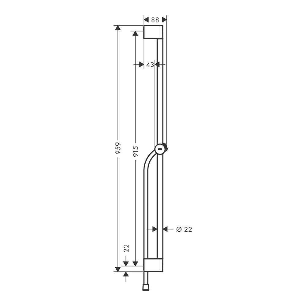 hansgrohe Unica Shower Rail Pulsify S 90 cm with push slider and Isiflex shower hose 160 cm, Chrome