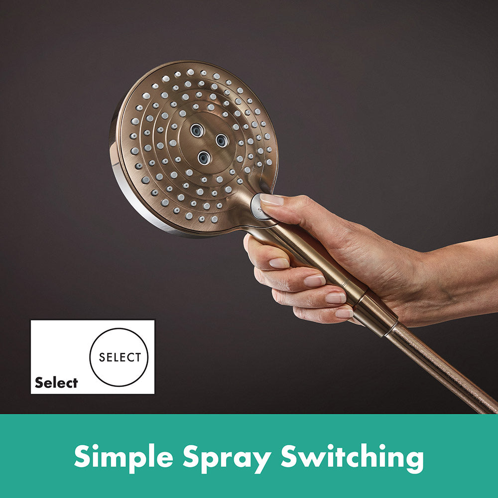 hansgrohe Raindance Select S Shower Handset 120 3 Spray PowderRain, Brushed Bronze