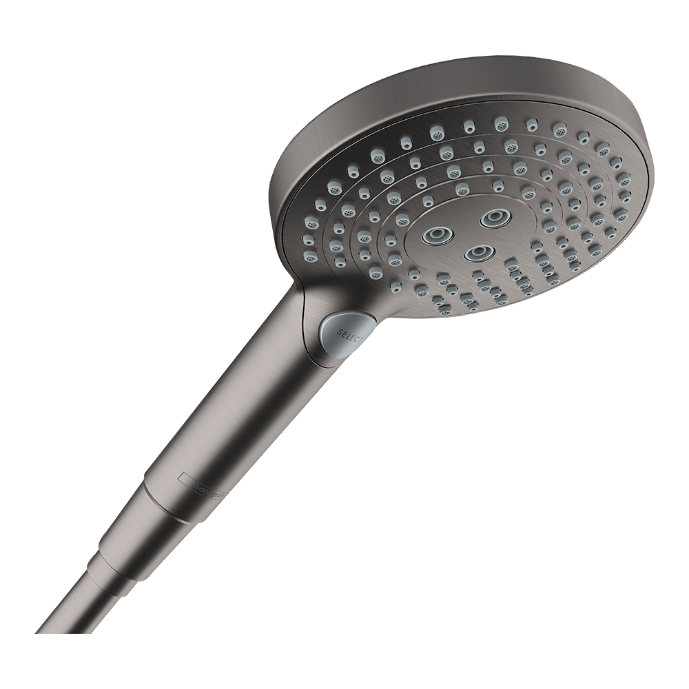 hansgrohe Raindance Select S Shower Handset 120 3 Spray PowderRain, Brushed Black, Chrome