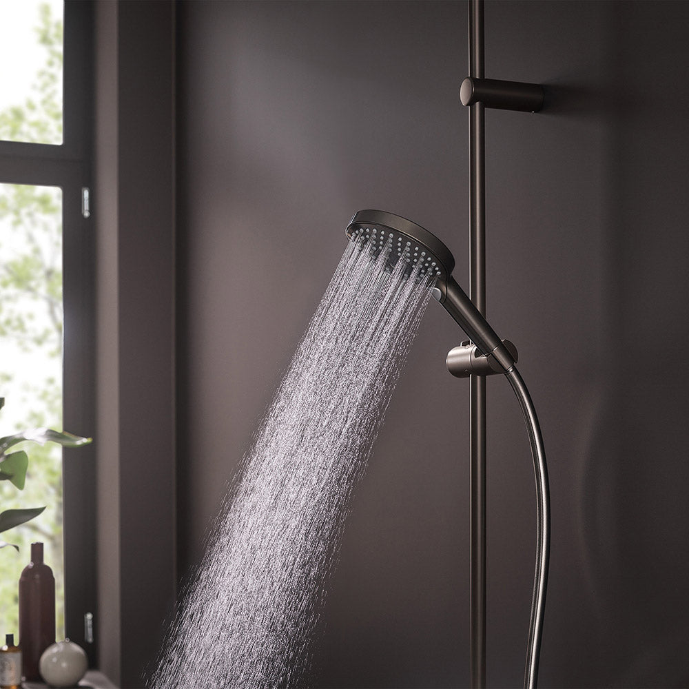 hansgrohe Raindance Select S Shower Handset 120 3 Spray PowderRain, Brushed Black, Chrome