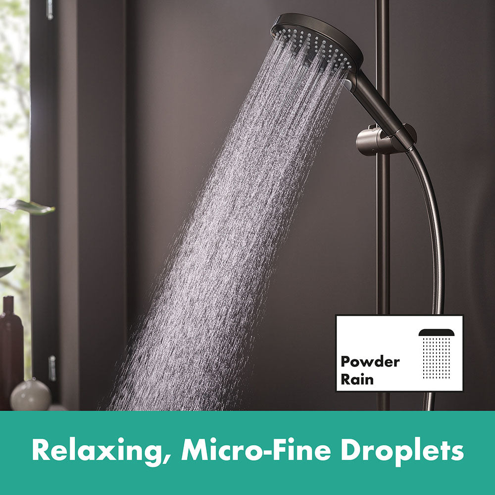 hansgrohe Raindance Select S Shower Handset 120 3 Spray PowderRain, Brushed Black, Chrome