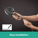 hansgrohe Raindance Select S Shower Handset 120 3 Spray PowderRain, Brushed Black, Chrome