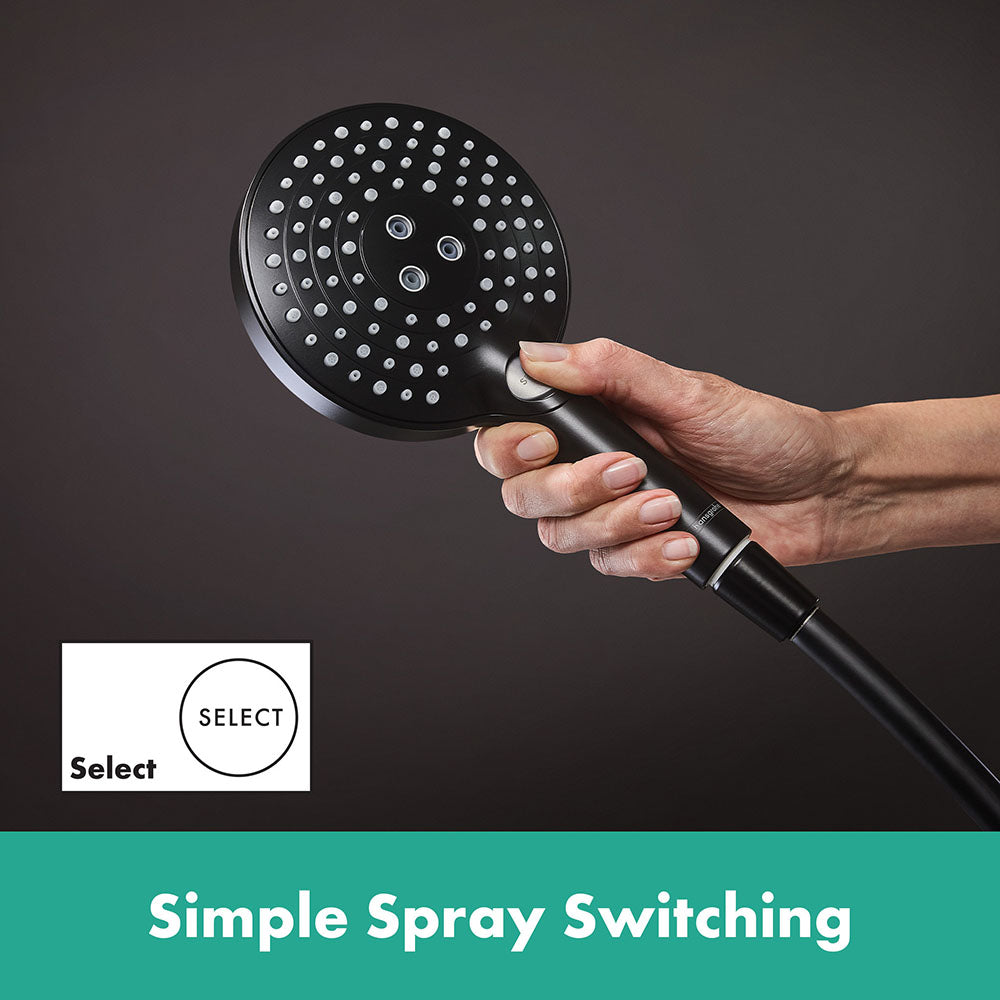 hansgrohe Raindance Select S Shower Handset 120 3 Spray PowderRain, Matt Black