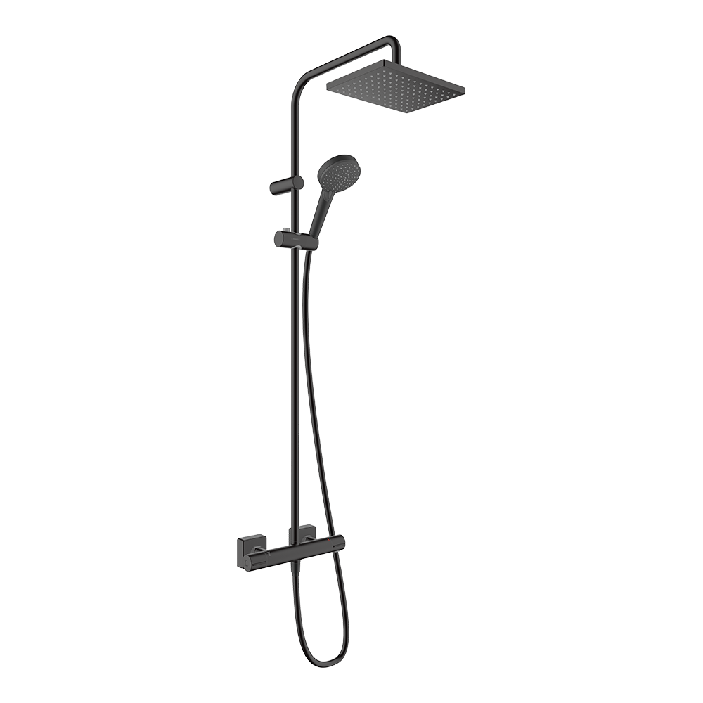 Hansgrohe Vernis Shape Showerpipe 230 1 Jet Ecosmart With Thermostatic Matt Black