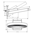 hansgrohe Rainfinity Fixed Shower Head 360 1 Spray with wall connector, Brushed Bronze