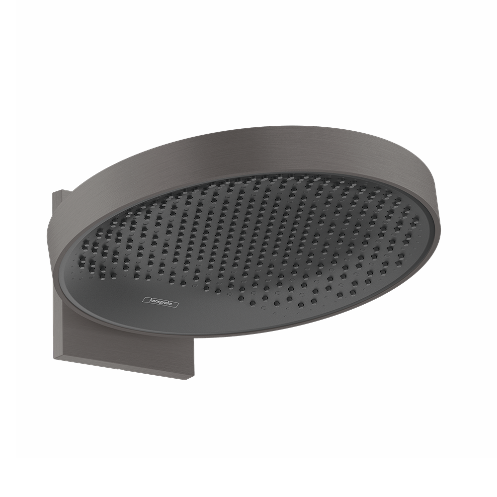 hansgrohe Rainfinity Fixed Shower Head 360 1 Spray with wall connector, Brushed Black, Chrome