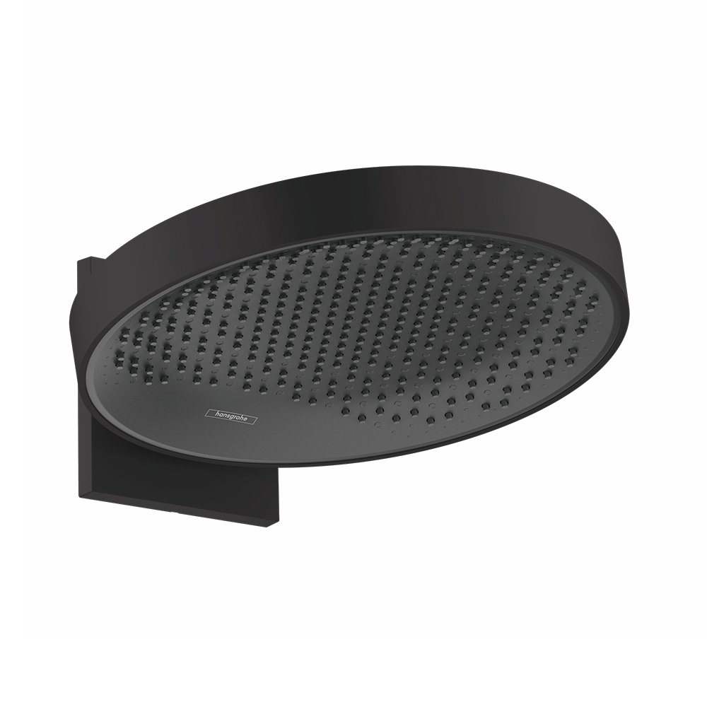 hansgrohe Rainfinity Fixed Shower Head 360 1 Spray with wall connector, Matt Black