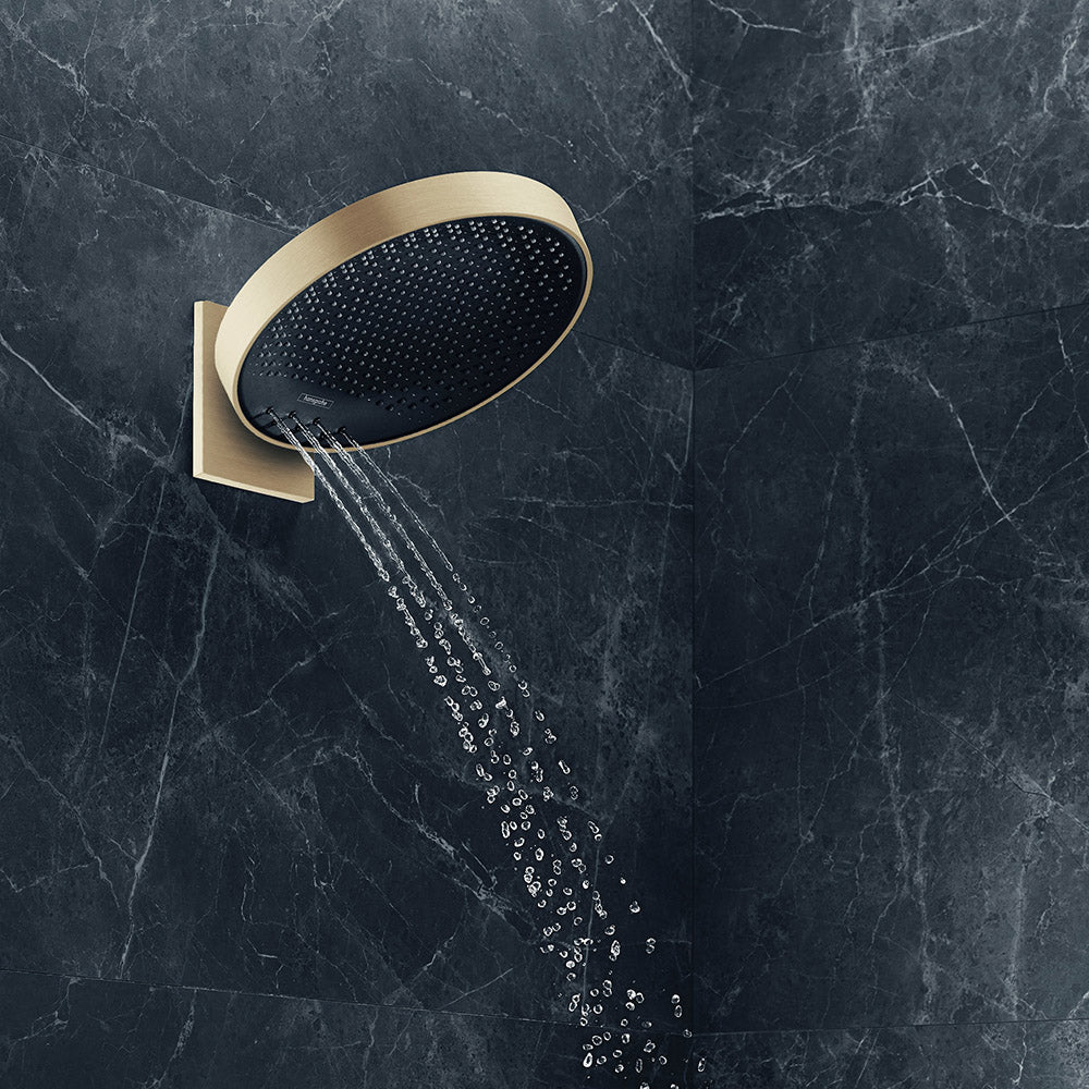 hansgrohe Rainfinity Fixed Shower Head 360 3 Spray with wall connector, Brushed Bronze