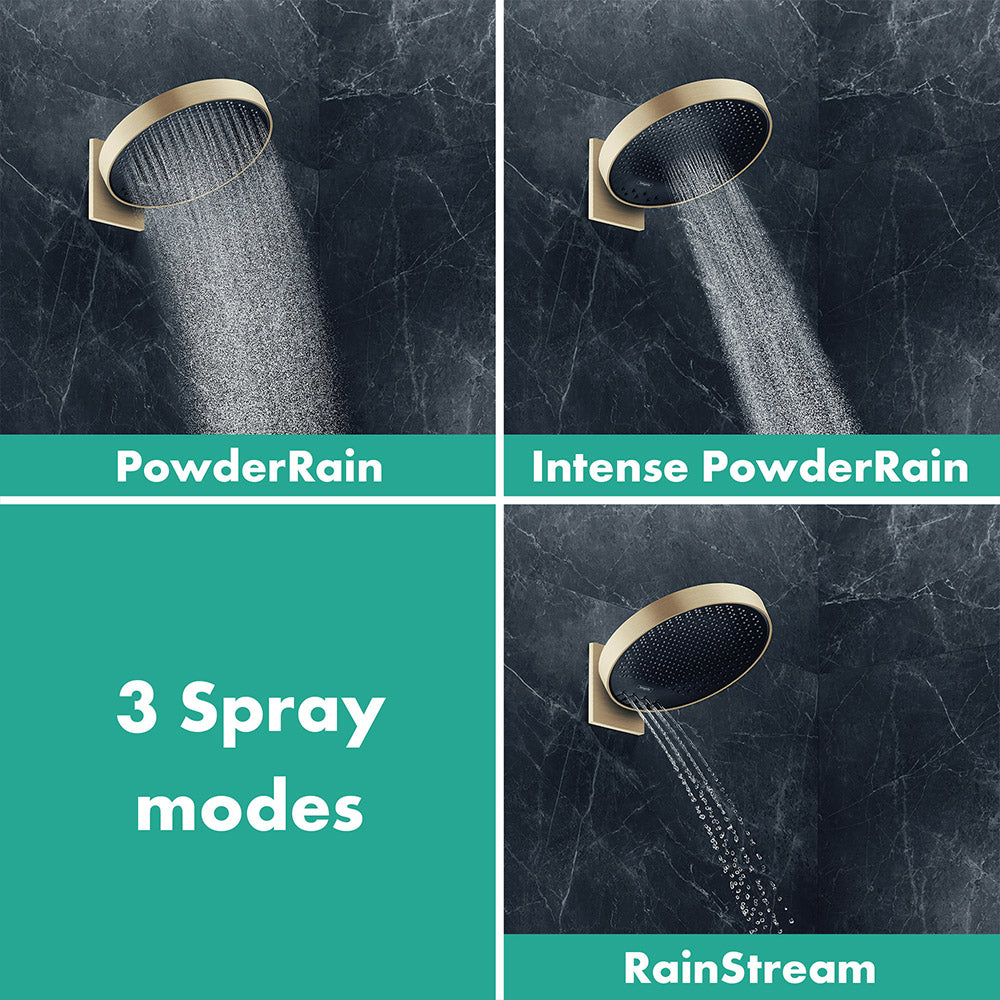 hansgrohe Rainfinity Fixed Shower Head 360 3 Spray with wall connector, Brushed Bronze