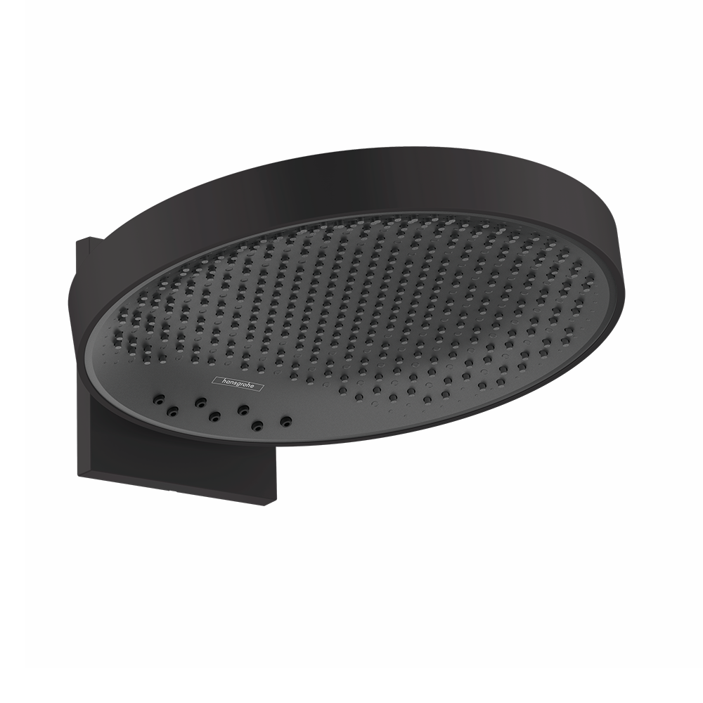 hansgrohe Rainfinity Fixed Shower Head 360 3 Spray with wall connector, Matt Black