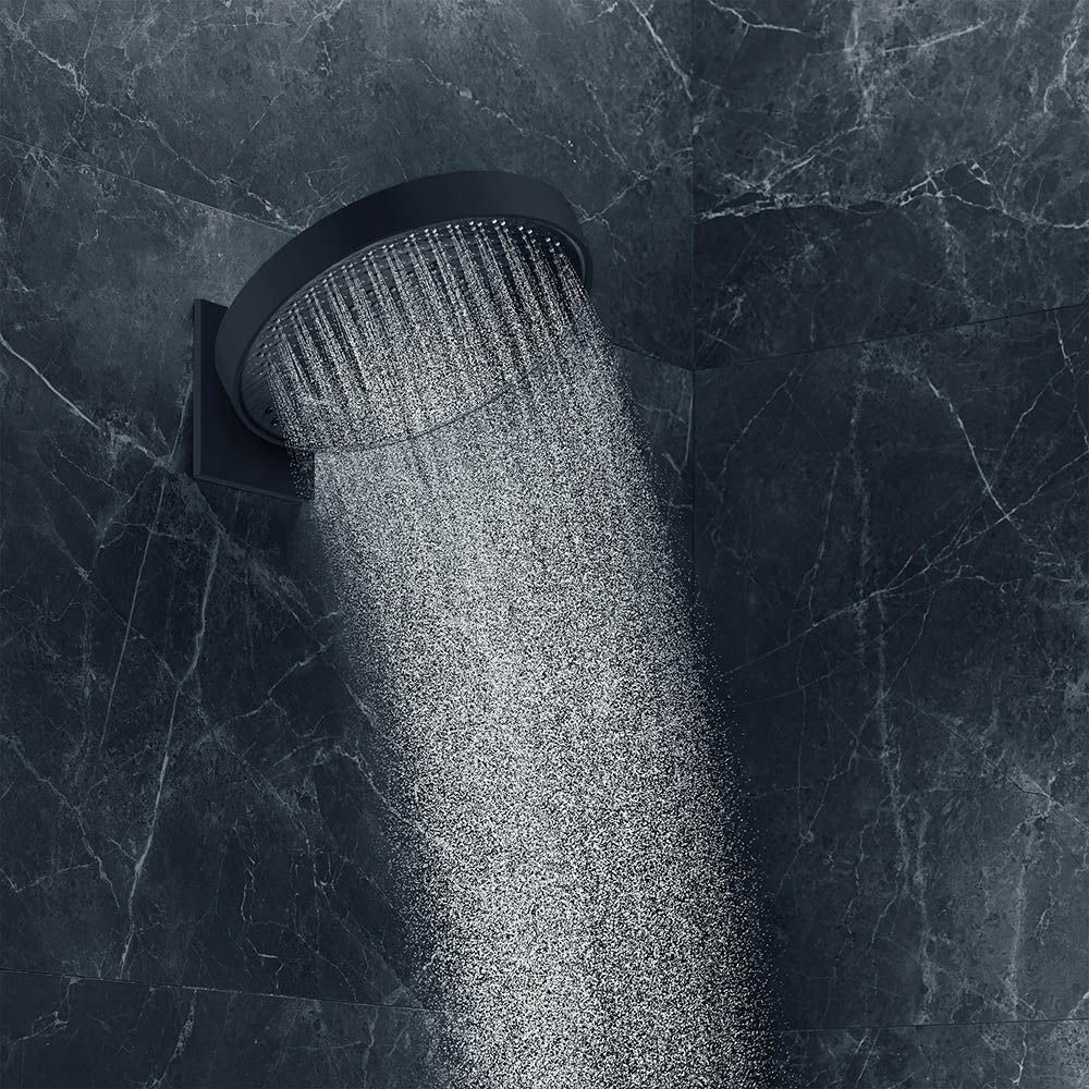 hansgrohe Rainfinity Fixed Shower Head 360 3 Spray with wall connector, Matt Black
