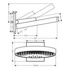 hansgrohe Rainfinity Fixed Shower Head 360 3 Spray with wall connector, Matt Black