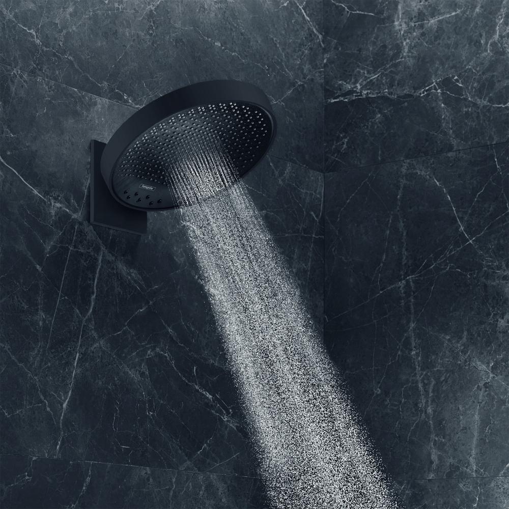 hansgrohe Rainfinity Fixed Shower Head 360 3 Spray with wall connector, Matt Black