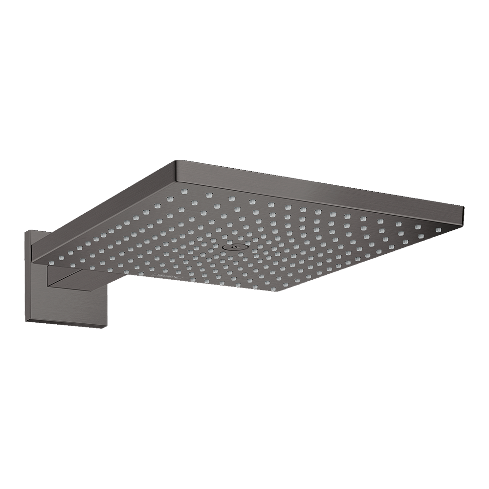 hansgrohe Raindance E Fixed Shower Head 300 1 Spray with shower arm, Brushed Black, Chrome
